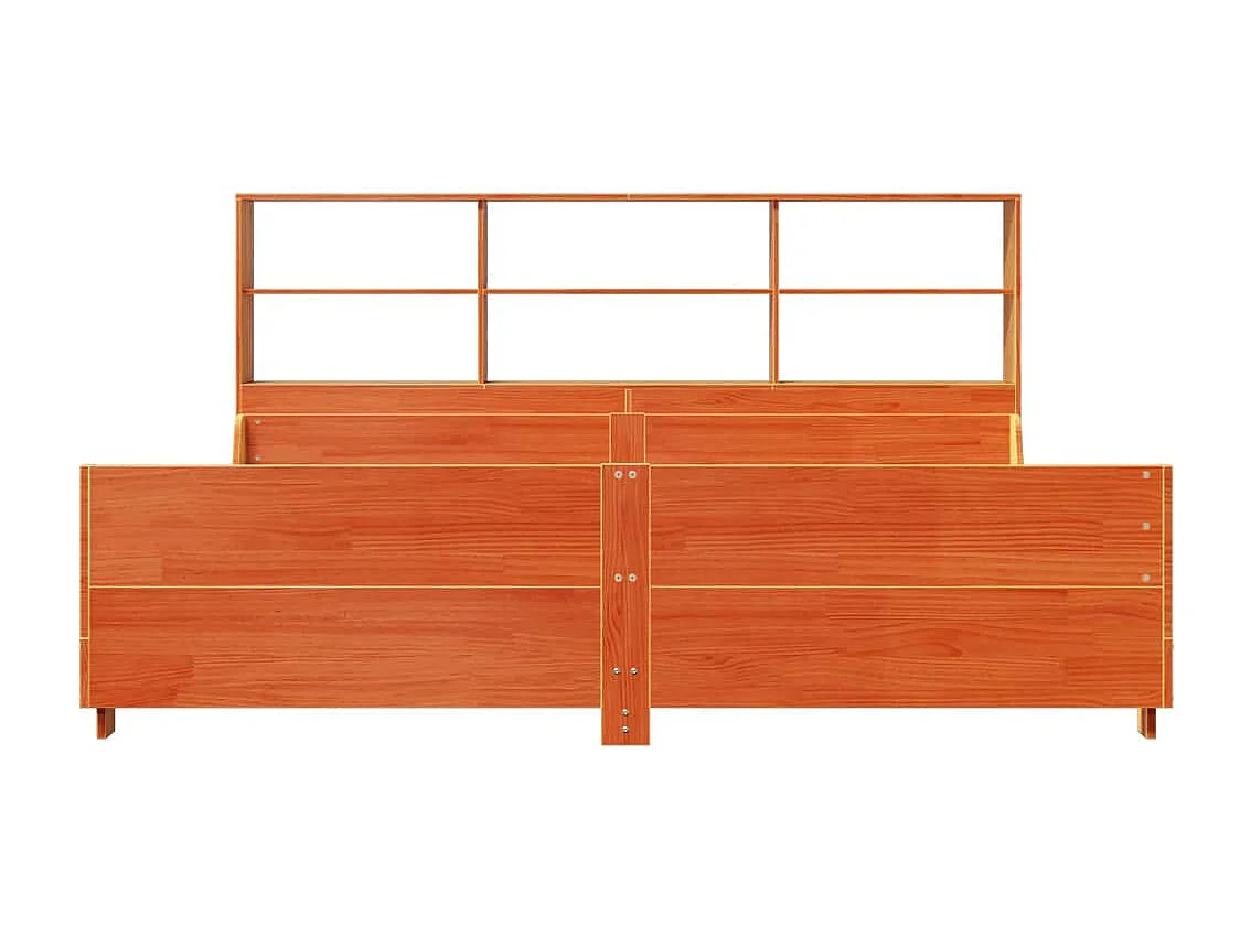 Cama con estantería sin colchón madera maciza marrón 180x200 cm
