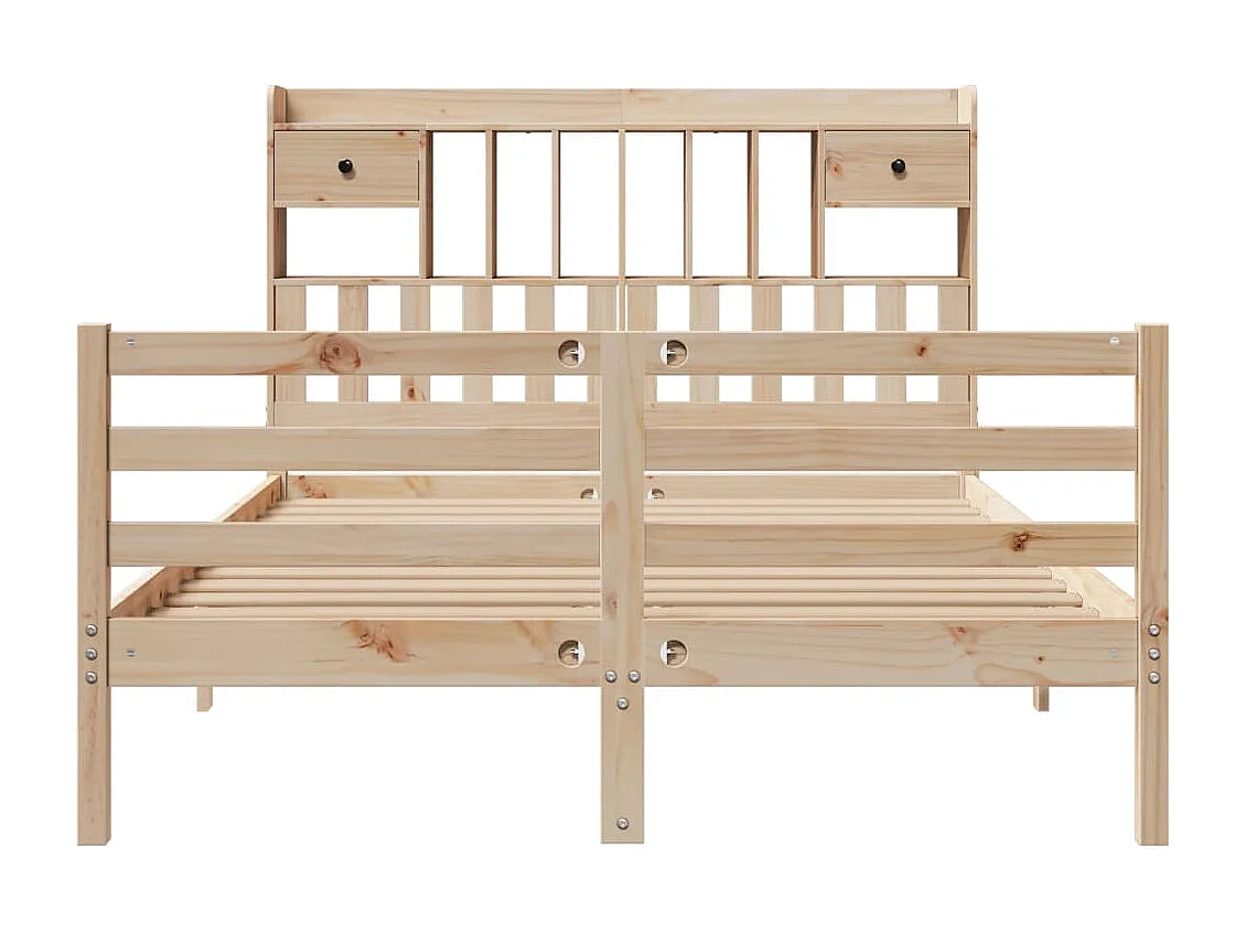 Lit bibliothèque sans matelas 160x200 cm bois massif de pin
