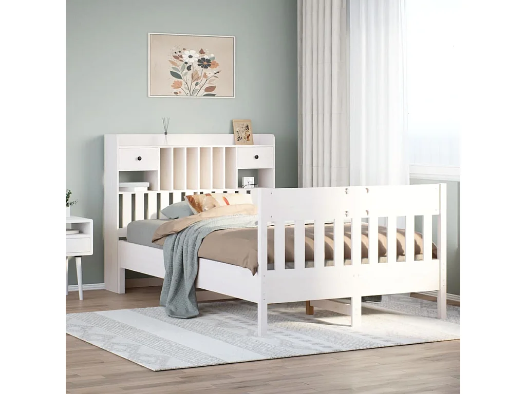 Estructura de cama sin colchón madera de pino blanca 120x200 cm