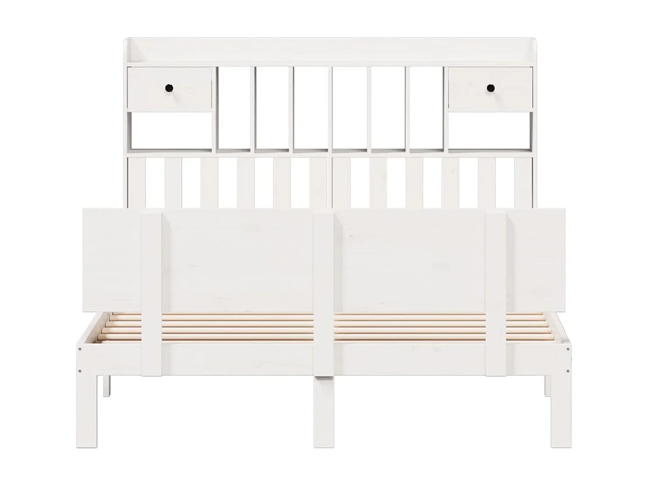 Lit bibliothèque sans matelas blanc 140x200 cm bois pin massif