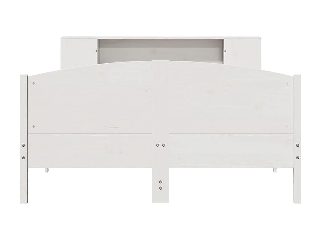 Lit bibliothèque sans matelas blanc 135x190 cm bois pin massif