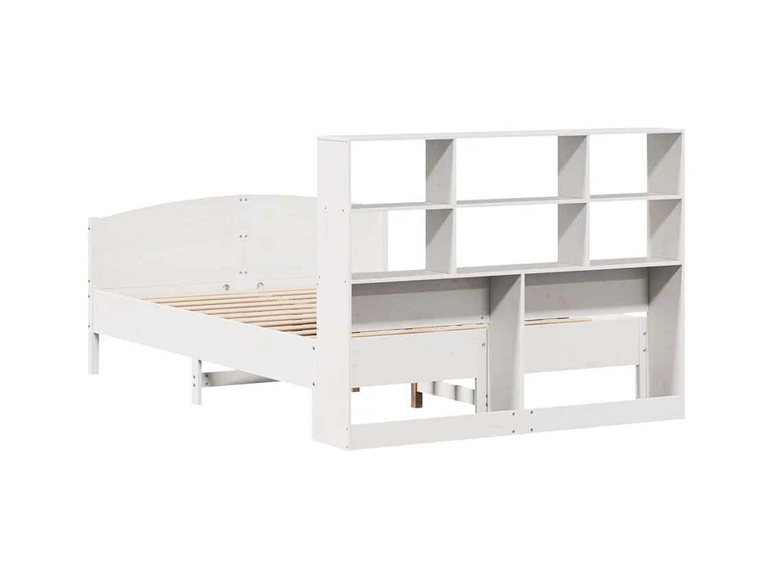 Lit bibliothèque sans matelas blanc 140x200 cm bois pin massif