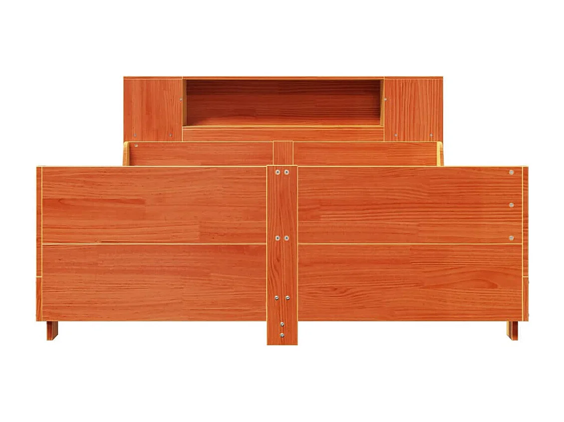 Cadre de lit sans matelas cire marron 135x190cm bois pin massif