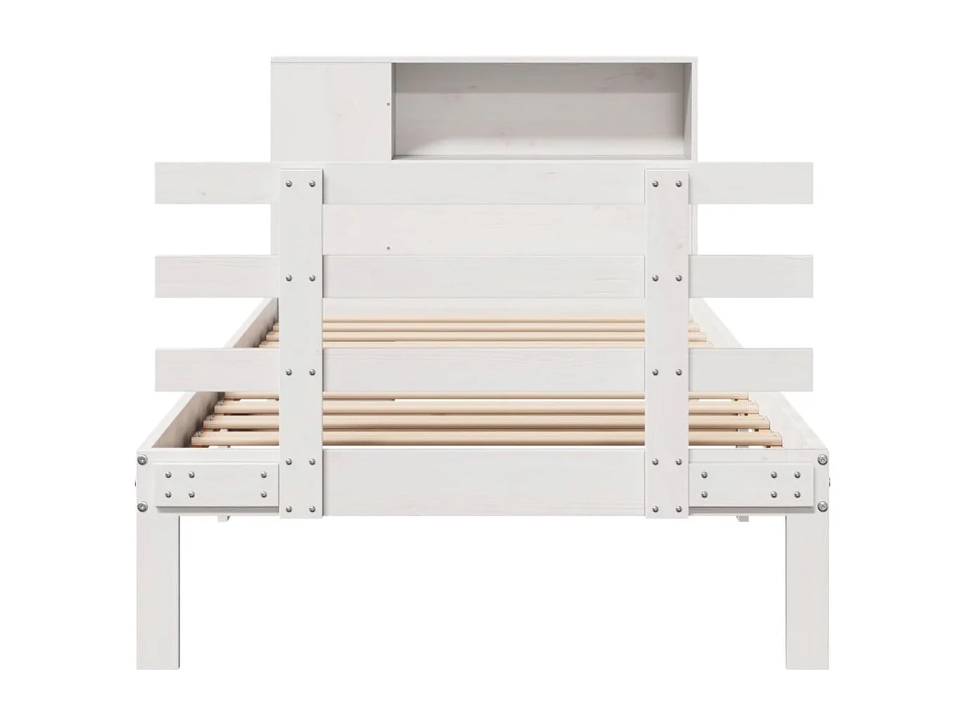 Cama con estantería sin colchón madera maciza blanca 75x190 cm