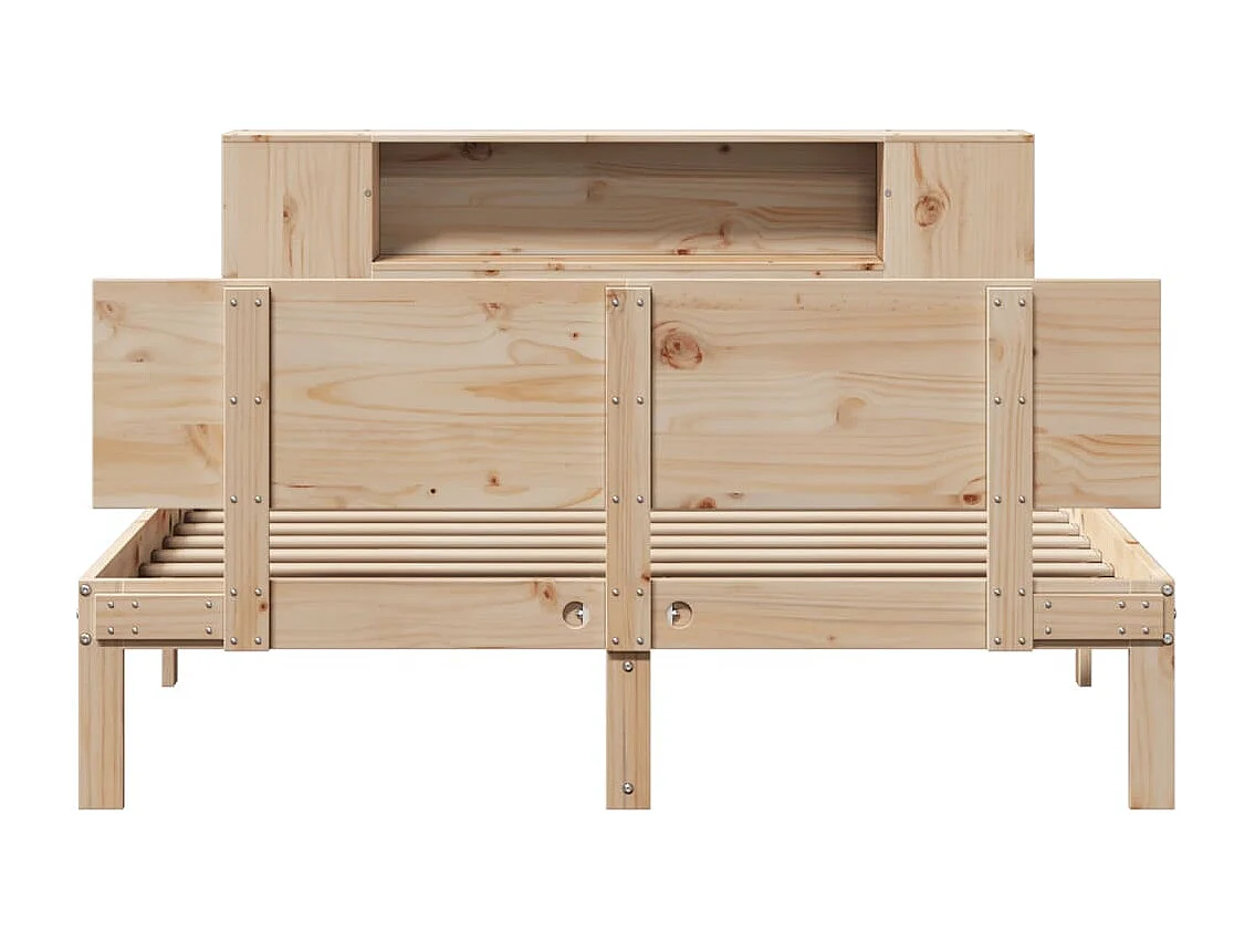 Cama con estantería sin colchón madera maciza de pino 140x200cm