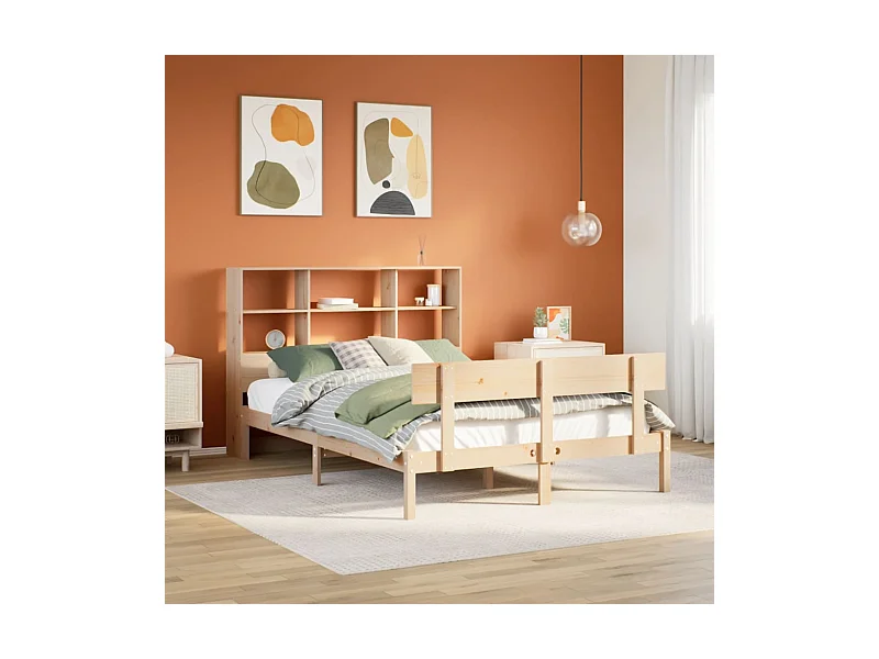 Cama com estante sem colchão 140x190 cm pinho maciço