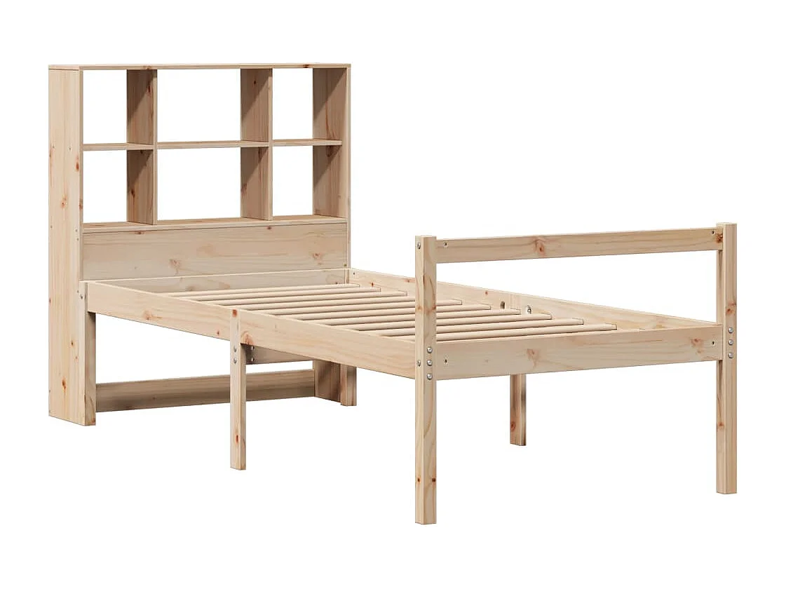 Cama con estantería sin colchón madera maciza de pino 90x190 cm