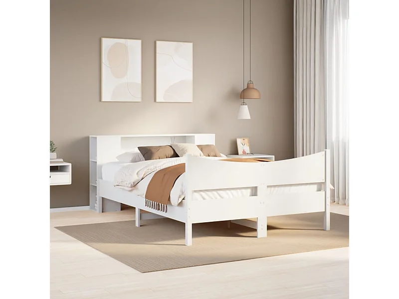 Cama sem colchão 135x190 cm madeira de pinho maciça branco