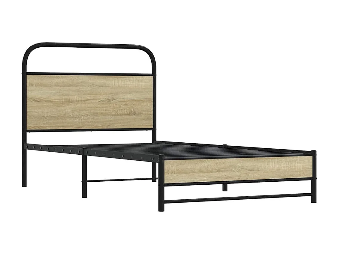 Estructura de cama sin colchón 100x190 cm madera roble Sonoma