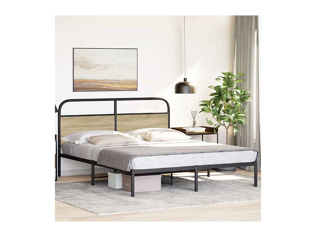 Estrutura cama s/ colchão derivados de madeira carvalho sonoma