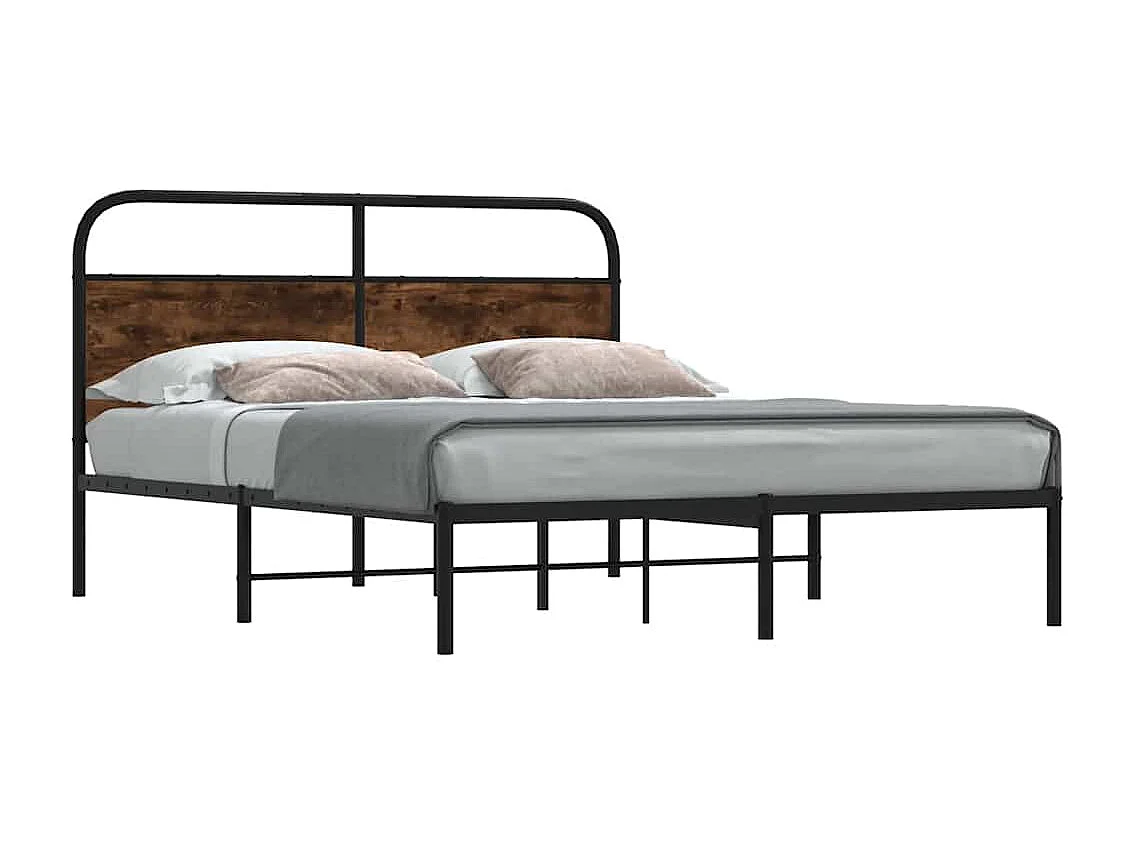 Cadre de lit sans matelas 160x200 cm chêne fumé bois ingénierie