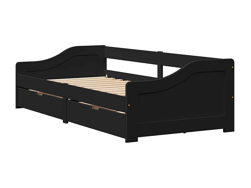 Diván con 2 cajones sin colchón IRUN negro 90x200 cm