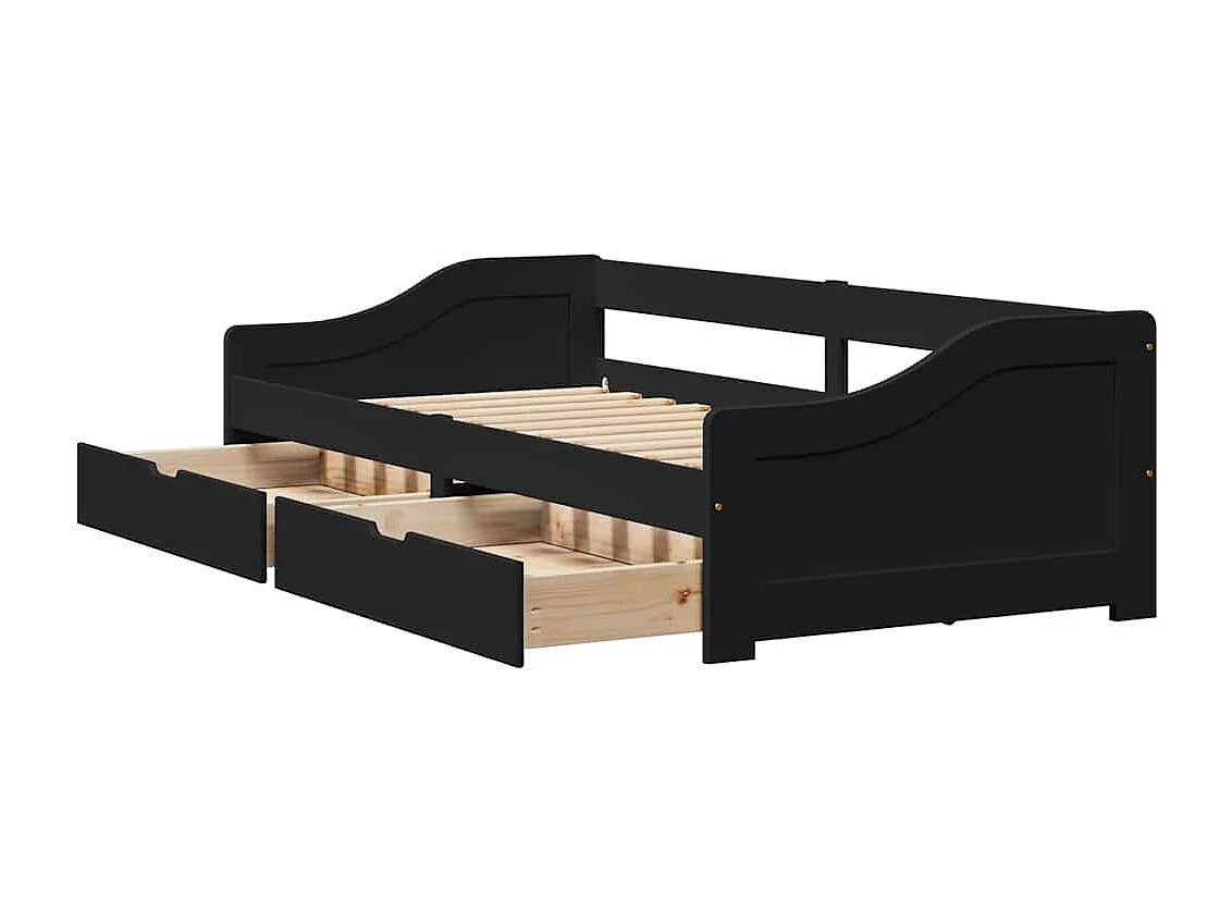 Diván con 2 cajones sin colchón IRUN negro 90x200 cm