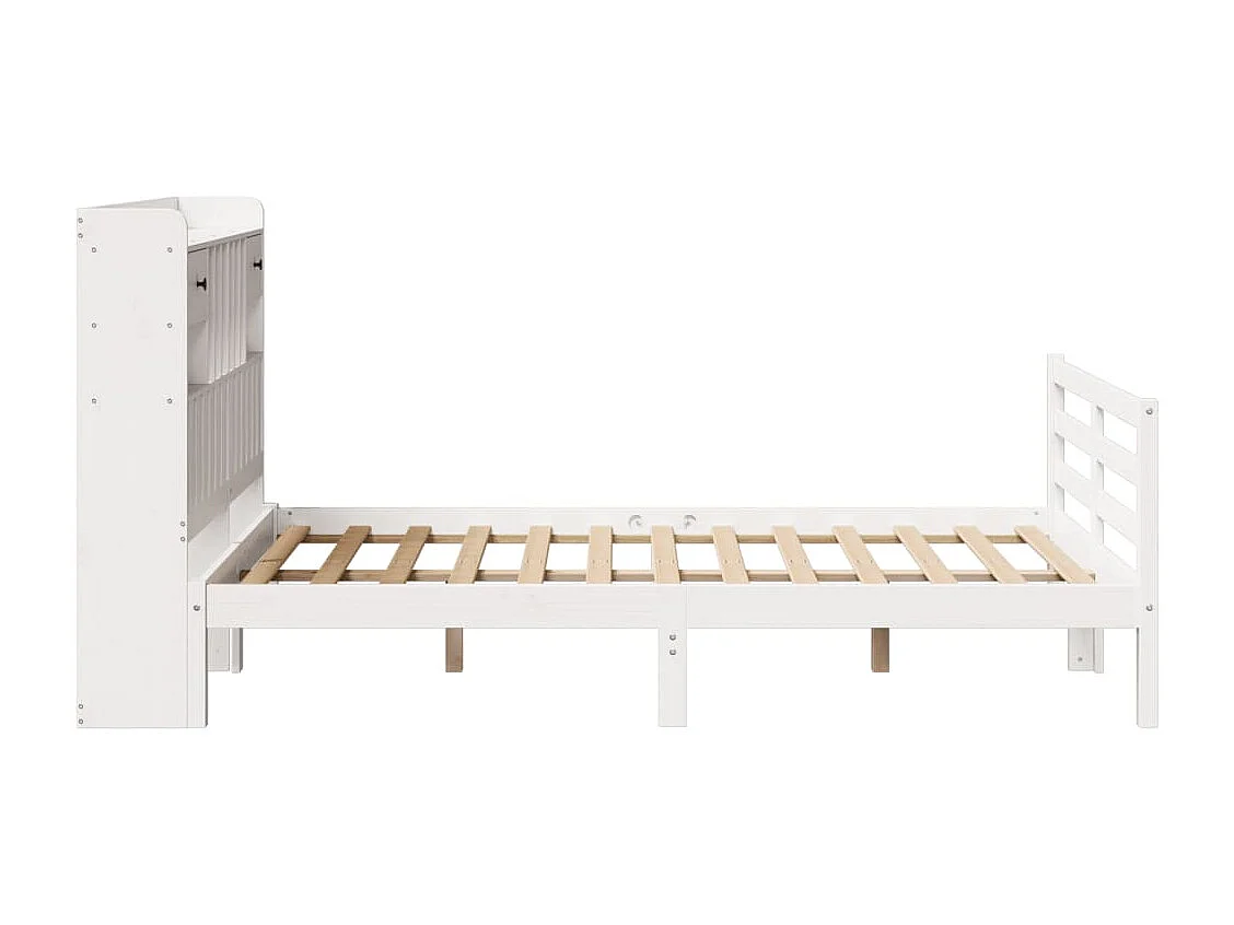 Cama con estantería sin colchón madera maciza blanca 135x190 cm