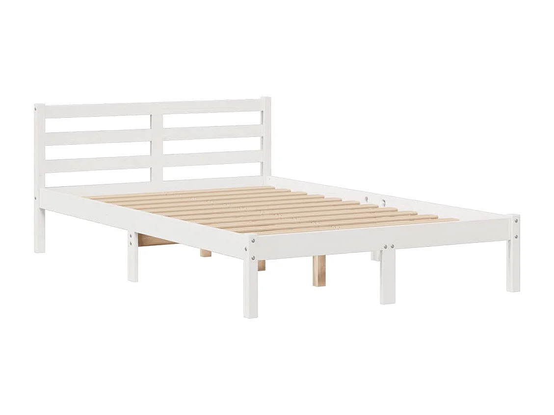 Cama con estantería sin colchón madera maciza blanca 135x190 cm