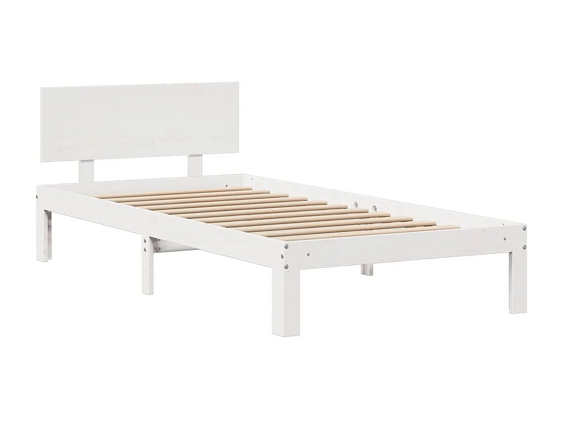 Cama con estantería sin colchón madera maciza blanca 120x200 cm