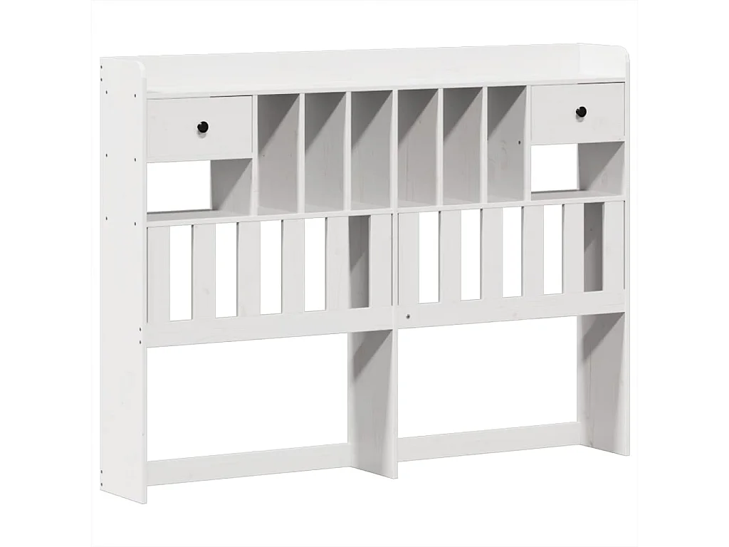 Lit bibliothèque sans matelas blanc 150x200 cm bois pin massif