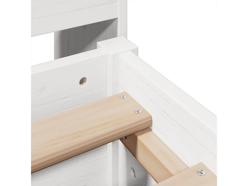 Lit bibliothèque sans matelas blanc 150x200 cm bois pin massif