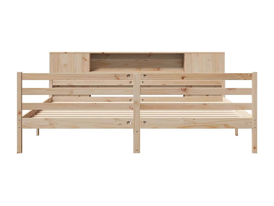 Lit bibliothèque sans matelas 200x200 cm bois massif de pin