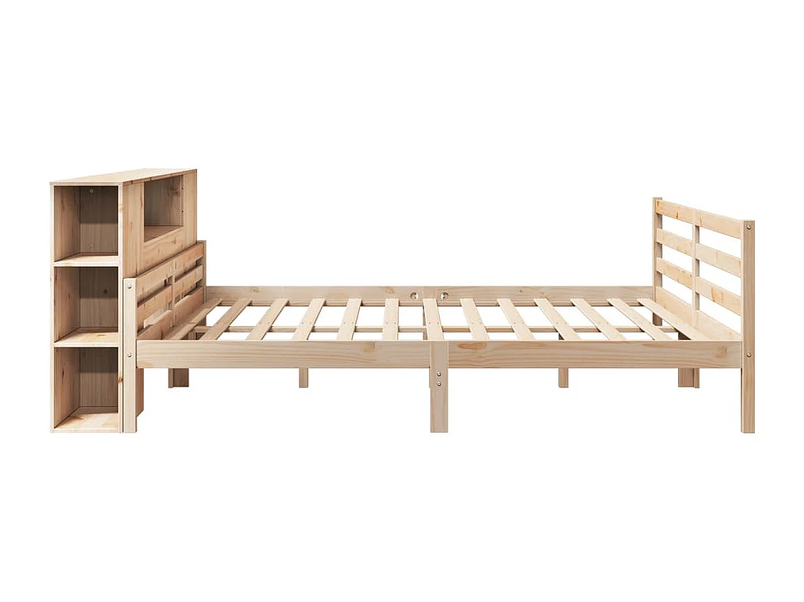 Lit bibliothèque sans matelas 200x200 cm bois massif de pin