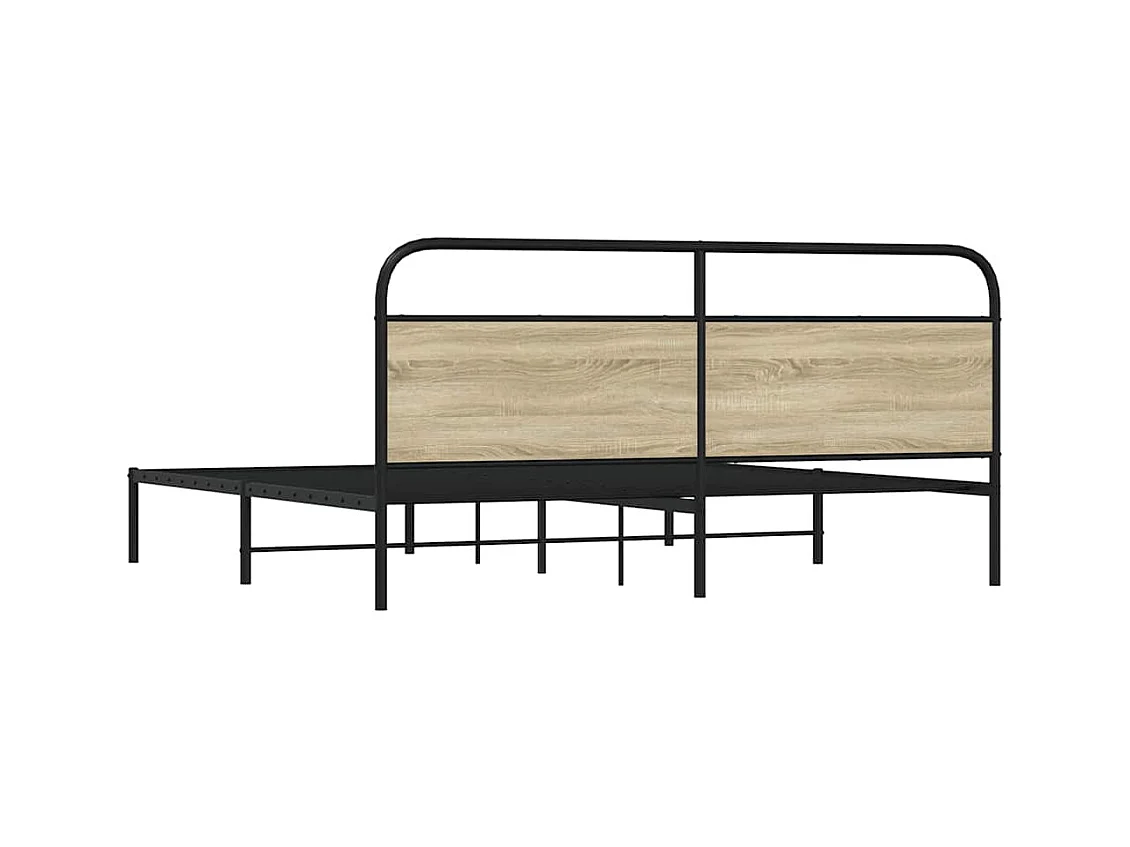 Cadre de lit en métal sans matelas chêne sonoma 180x200 cm