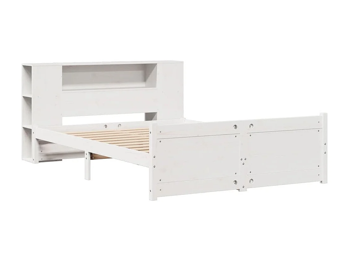 Cama com estante sem colchão 150x200 cm pinho maciço branco