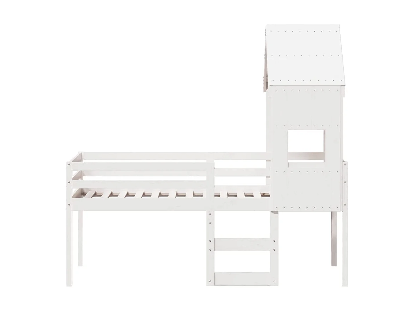 Cama alta com telhado 75x190 cm pinho maciço branco