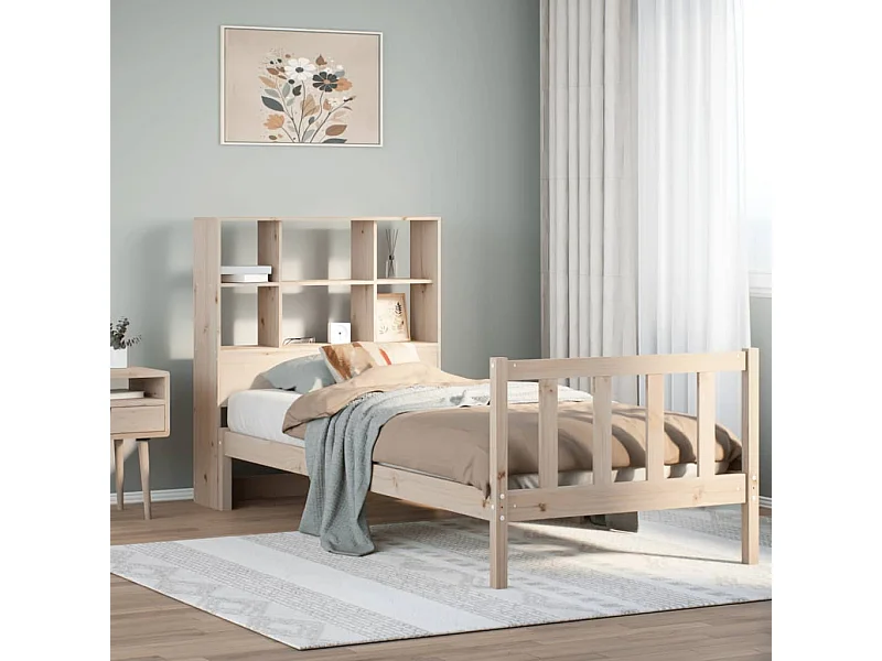 Cama com estante sem colchão 90x190 cm pinho maciço