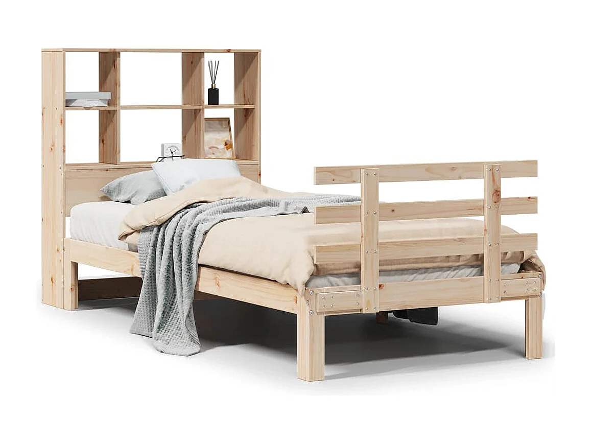 Cama com estante sem colchão 90x200 cm pinho maciço
