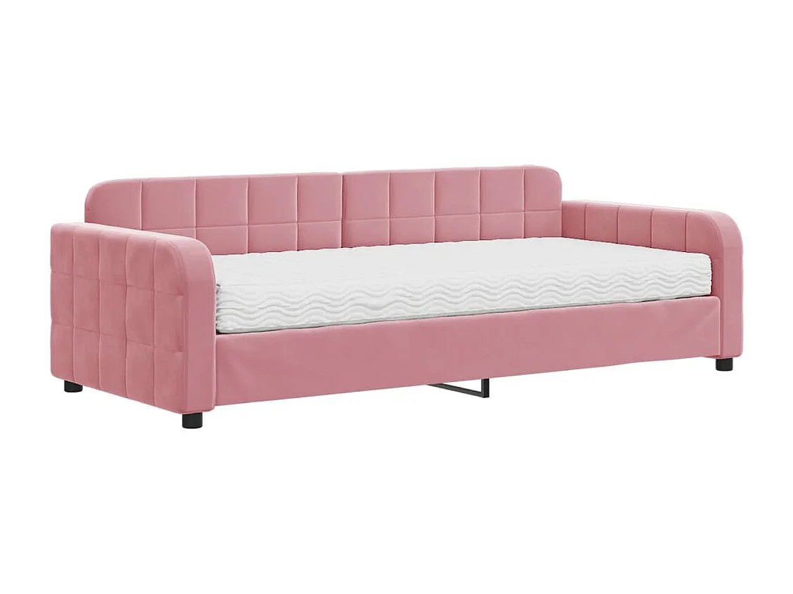 Lit de jour avec matelas rose 90x200 cm velours