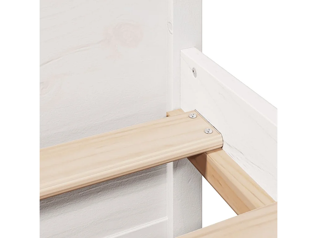 Cama con estantería sin colchón madera maciza blanca 160x200 cm