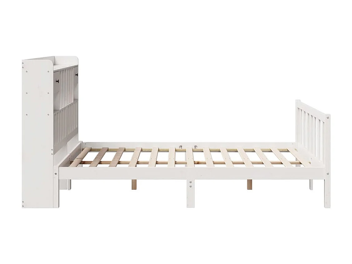 Lit bibliothèque sans matelas blanc 140x190 cm bois pin massif