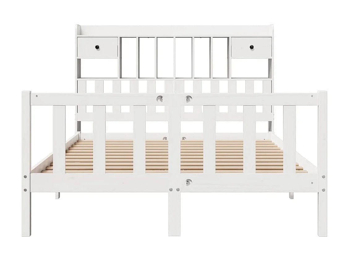 Cama com estante sem colchão 140x190 cm pinho maciço branco