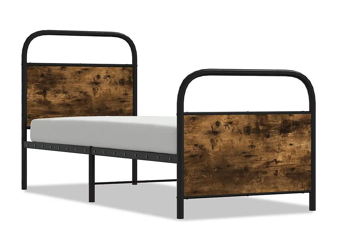 Cadre de lit sans matelas chêne fumé 75x190cm bois d'ingénierie