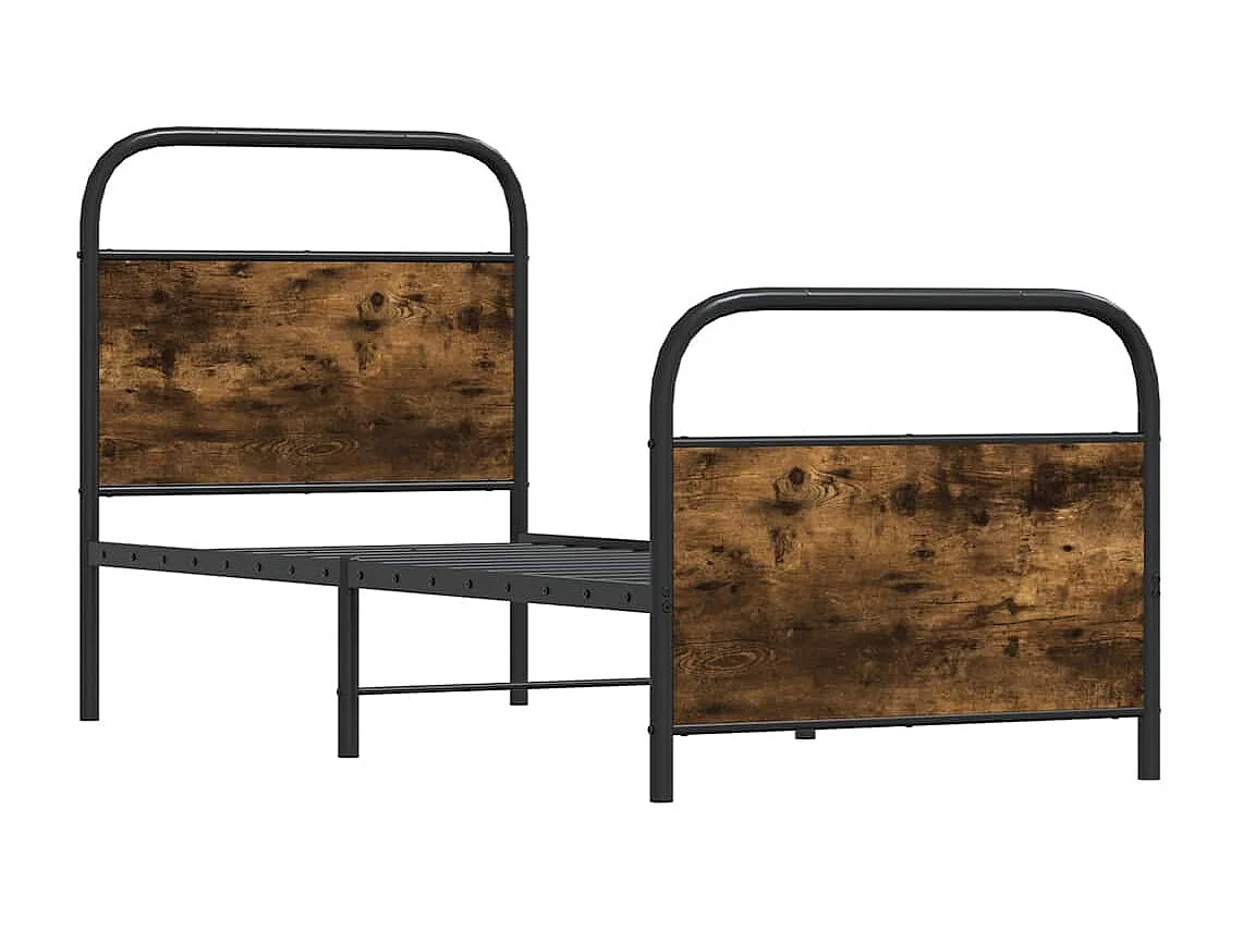 Cadre de lit sans matelas chêne fumé 75x190cm bois d'ingénierie