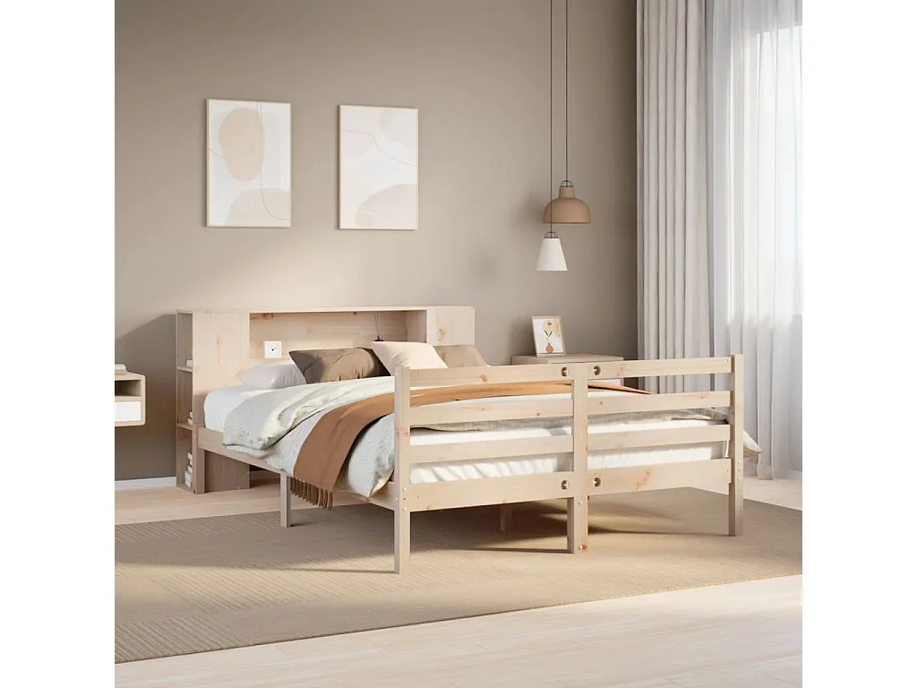 Cama com estante sem colchão 150x200 cm pinho maciço