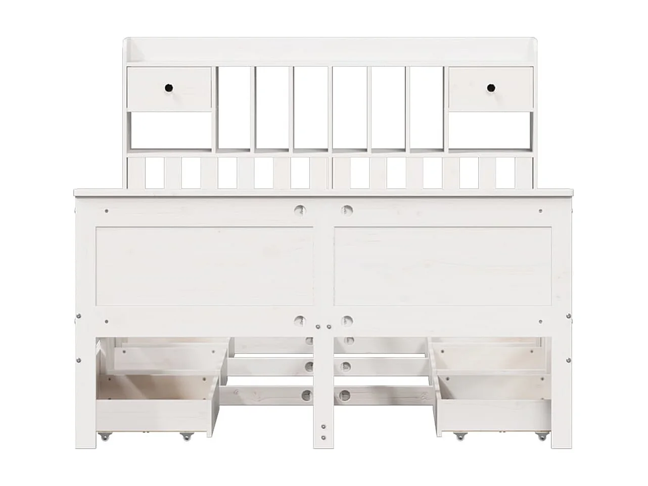 Cama con estantería sin colchón madera maciza blanca 160x200 cm