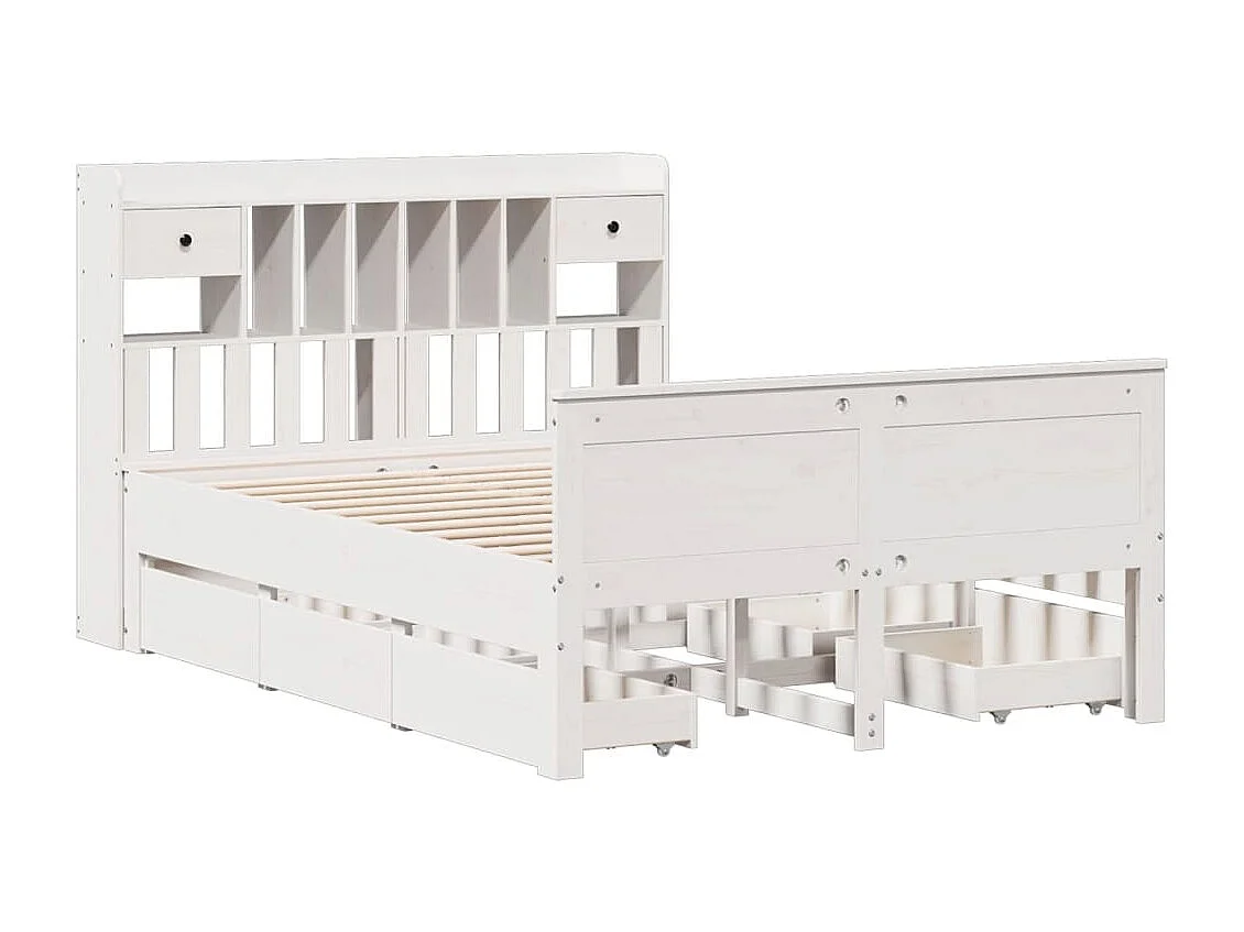 Cama com estante sem colchão 160x200 cm pinho maciço branco