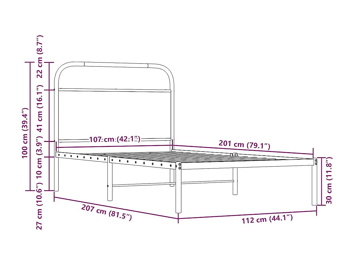 Estrutura cama s/ colchão derivados de madeira carvalho fumado