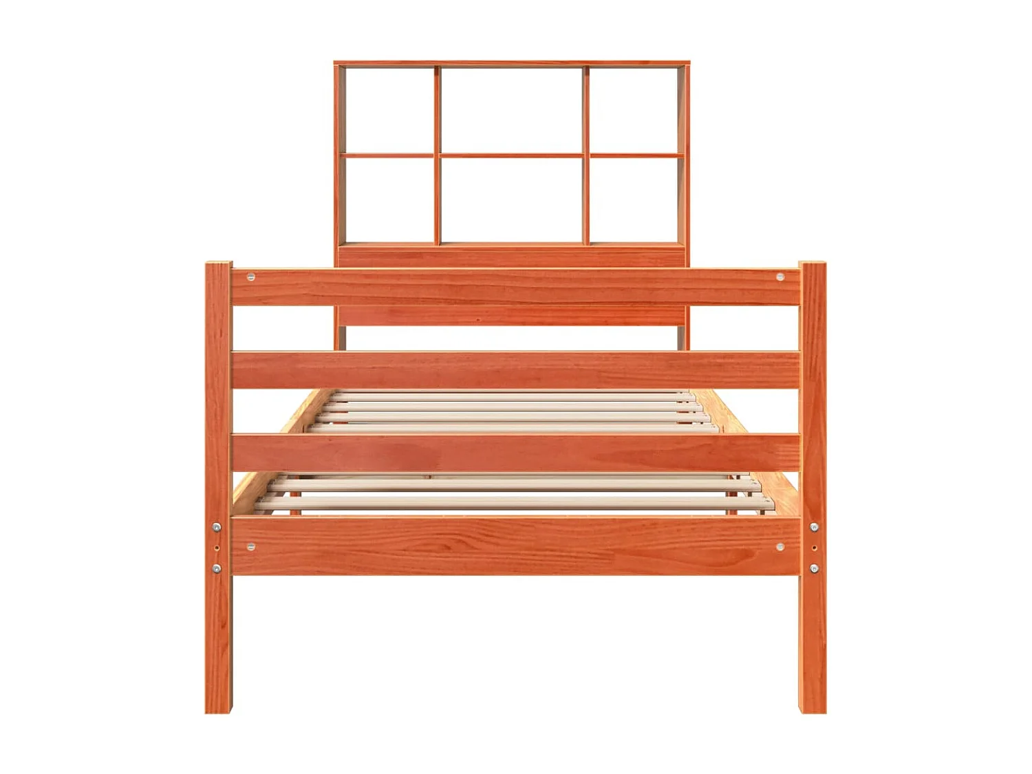 Lit bibliothèque sans matelas cire marron 100x200cm bois massif