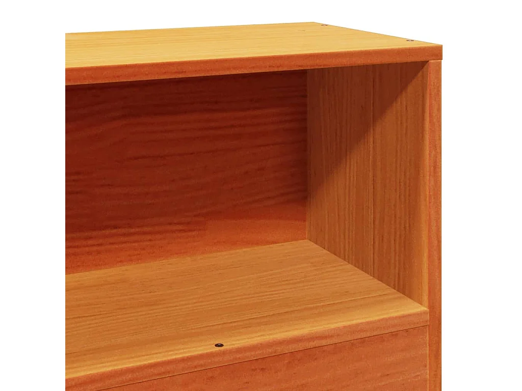 Cama com estante sem colchão 100x200cm pinho maciço castanho-mel