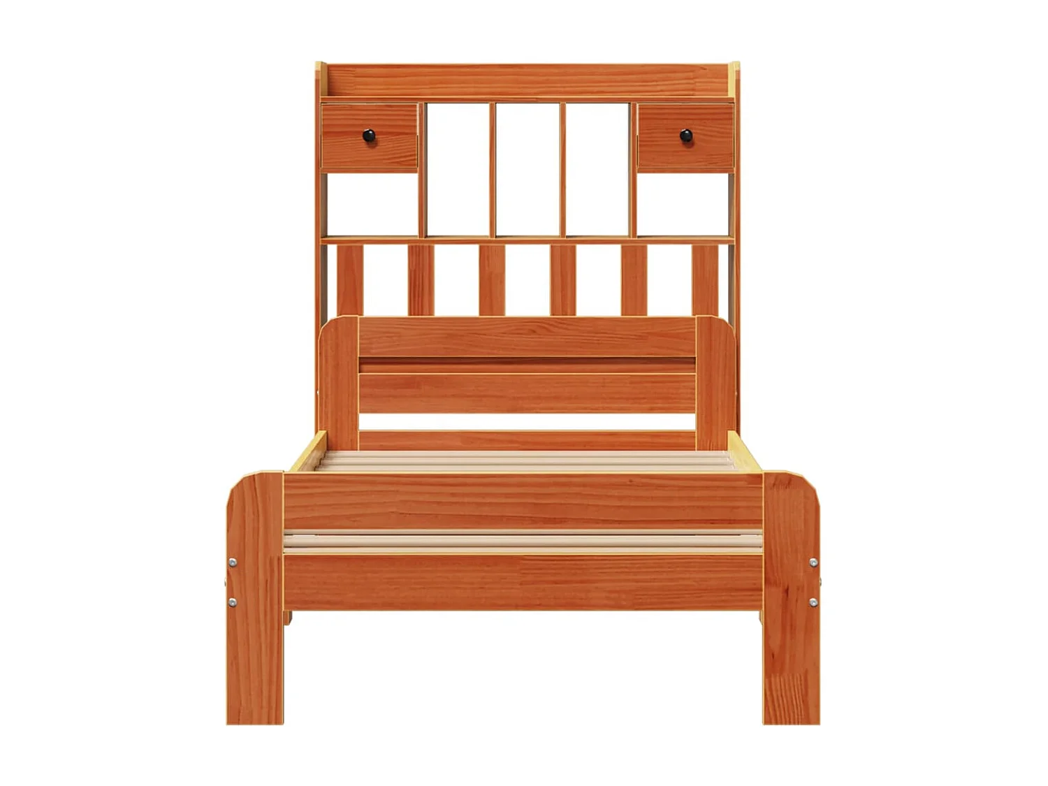 Lit bibliothèque sans matelas cire marron 75x190 cm pin massif