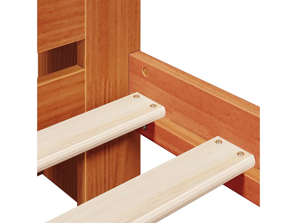 Lit bibliothèque sans matelas cire marron 75x190 cm pin massif