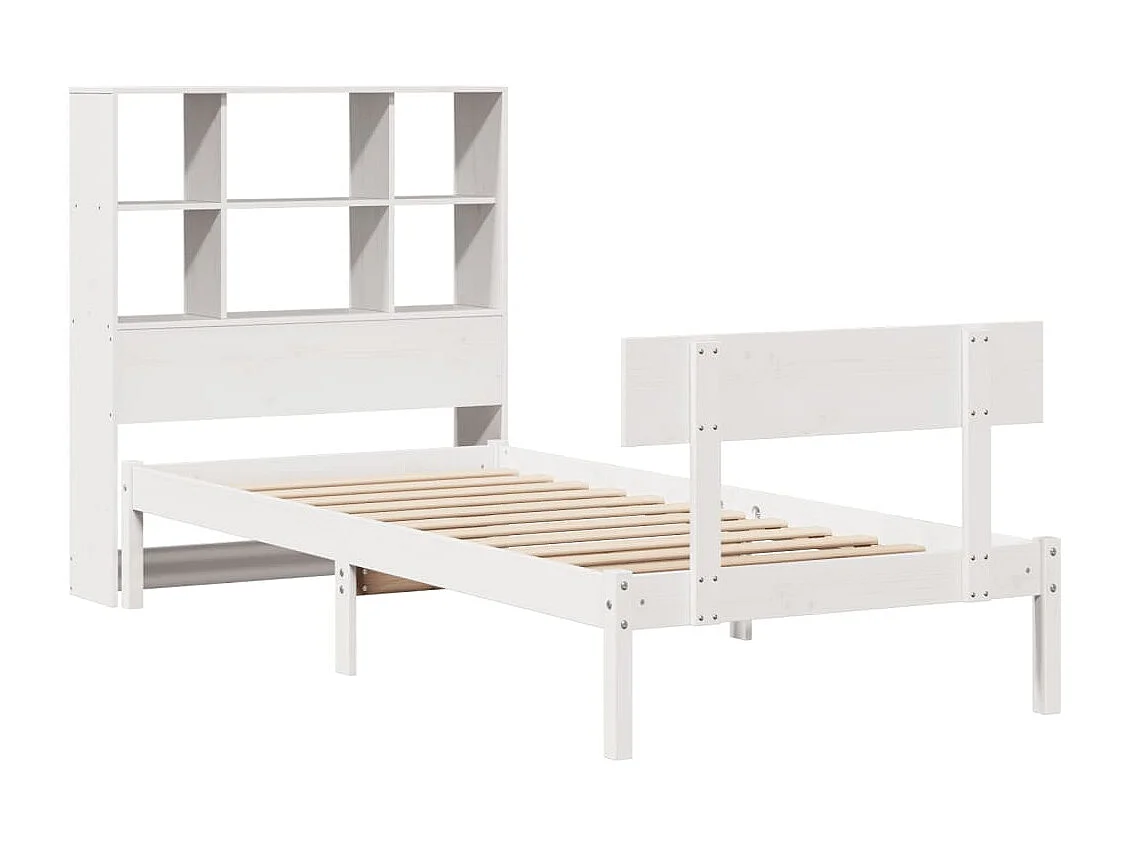 Cama com estante sem colchão 90x200 cm pinho maciço branco