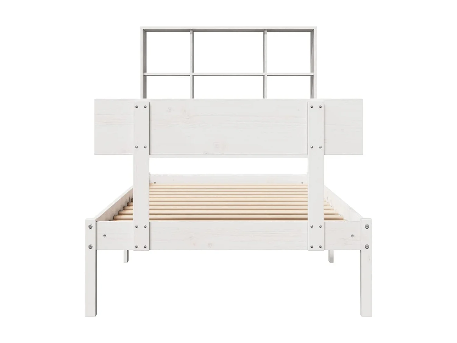 Cama com estante sem colchão 90x200 cm pinho maciço branco