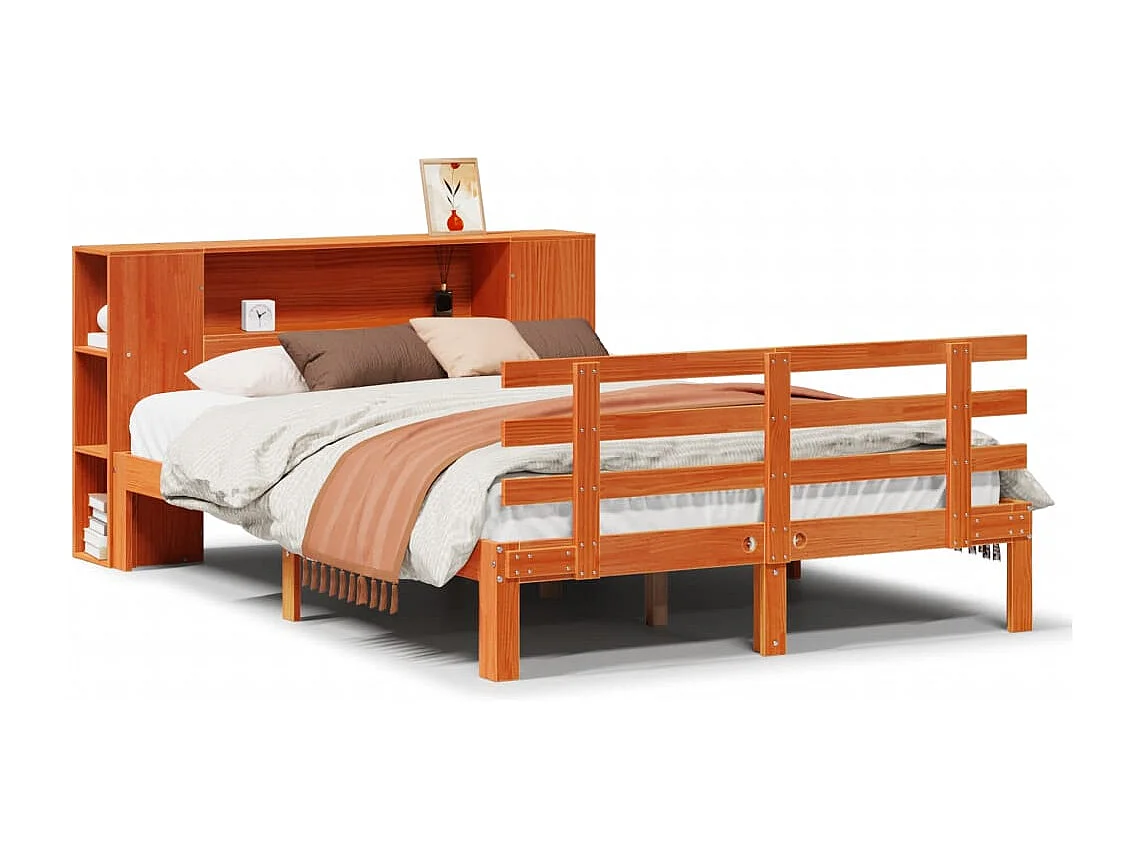 Cama com estante sem colchão 140x190 cm pinho maciço