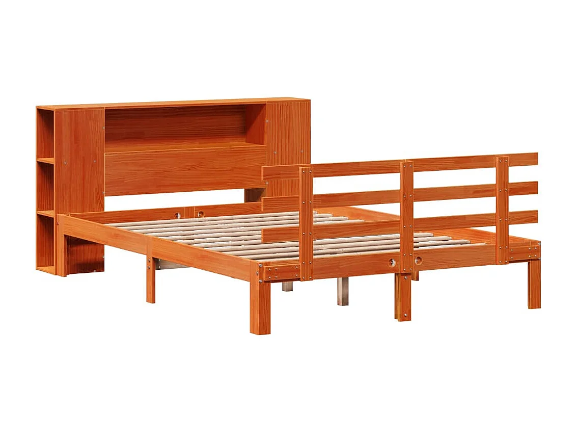 Cama com estante sem colchão 140x190 cm pinho maciço