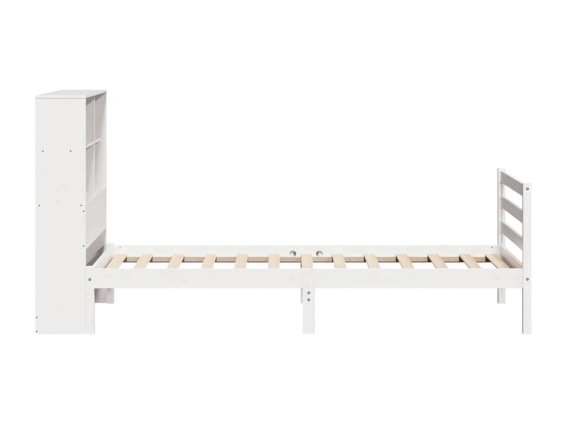 Cama con estantería sin colchón madera maciza blanco 90x200 cm