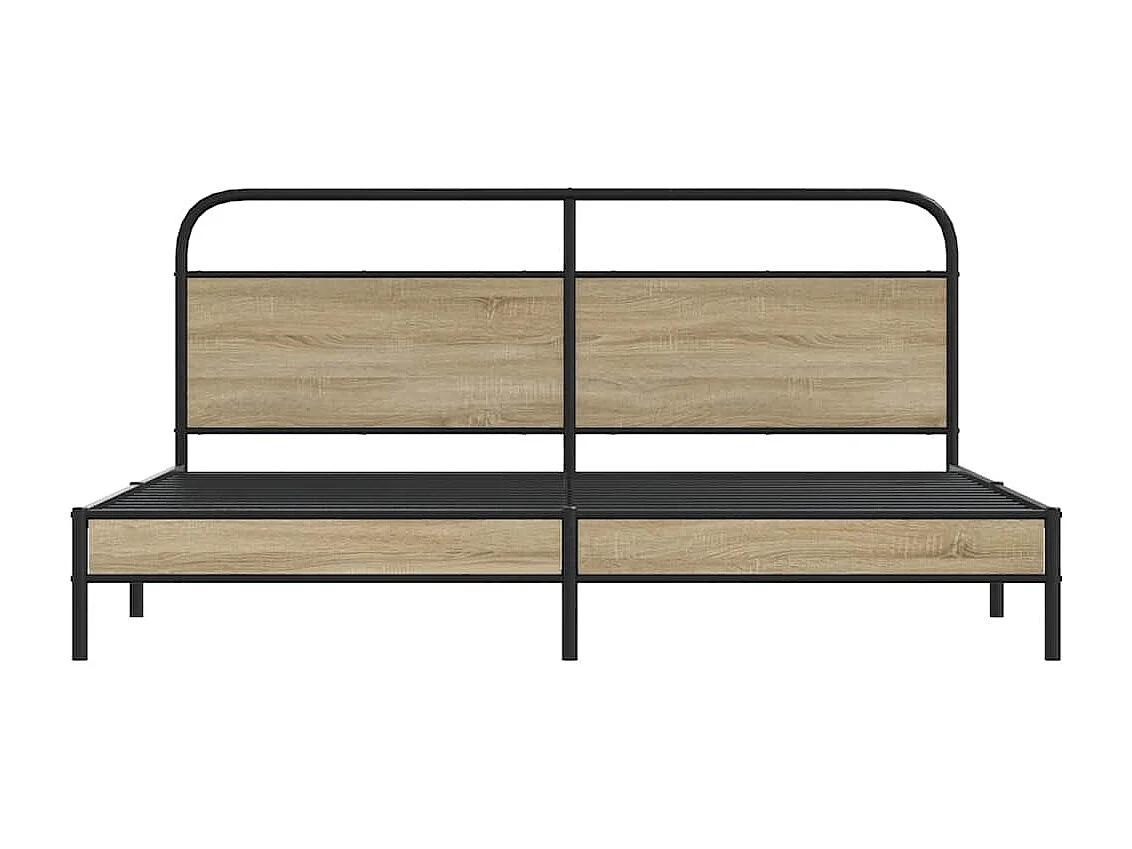Cadre de lit en métal sans matelas chêne fumé 180x200 cm
