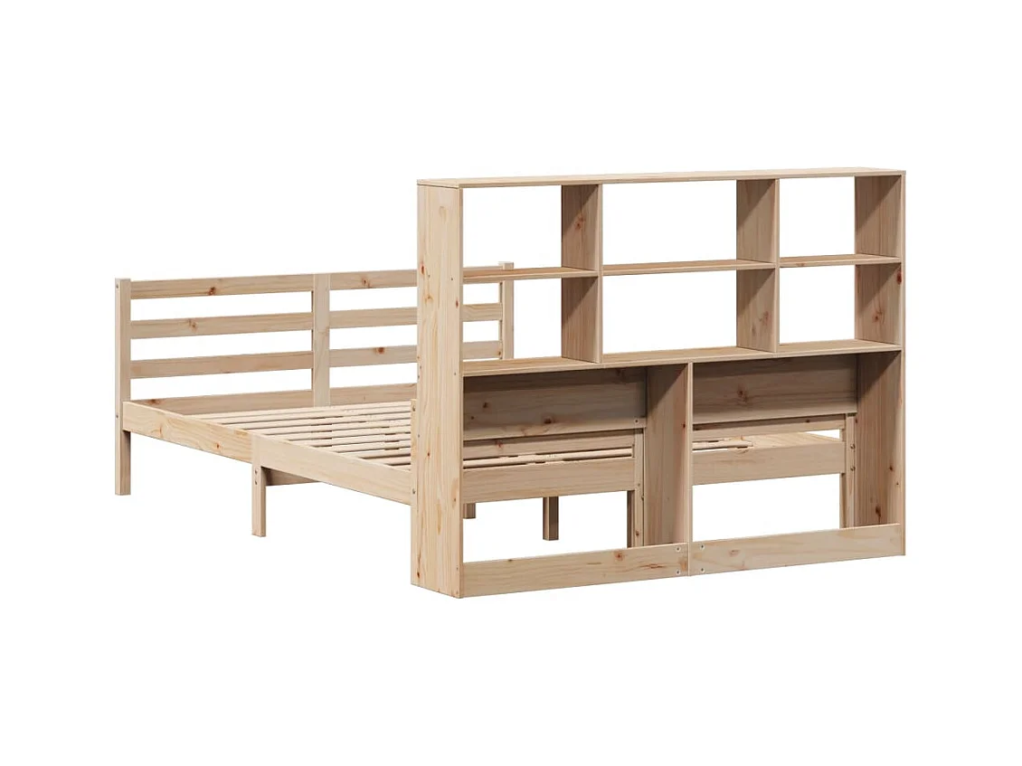 Lit bibliothèque sans matelas 140x200 cm bois massif de pin